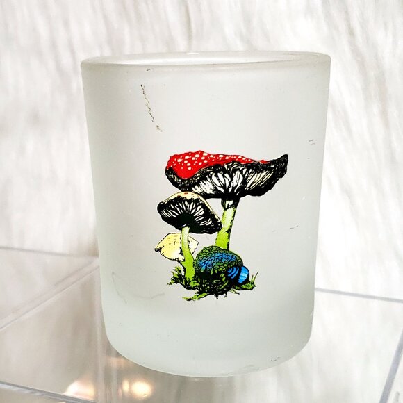 Vintage Mushroom Art Frosted Glass Tea Light Boho Natural Candle Holder - Picture 11 of 11